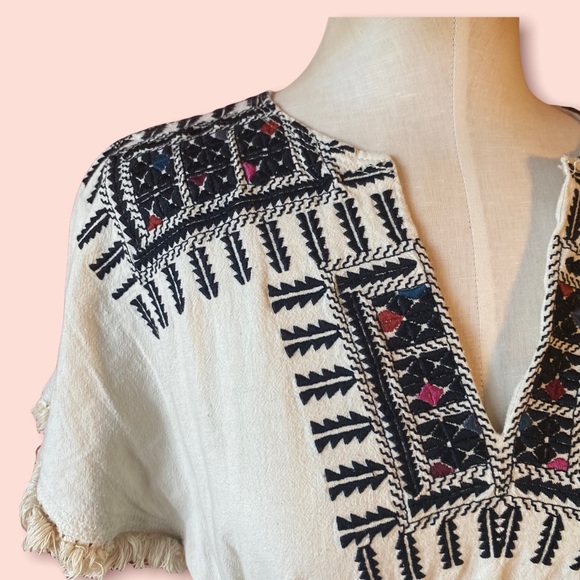 Madewell Linen Boho Dress with Tie Tribal Print - Picture 10 of 14